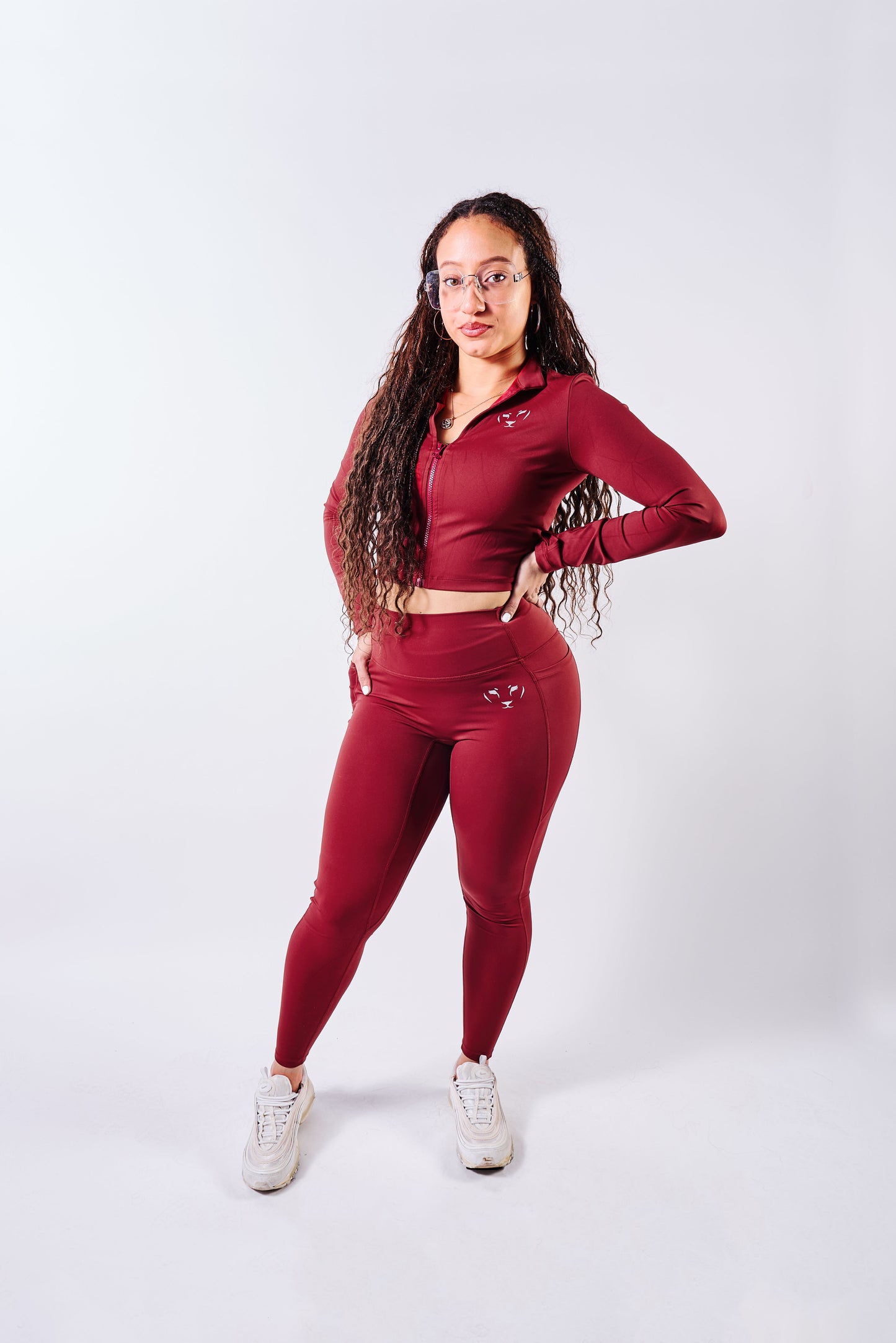 Lioness II's Bossy Red Wine Cropped Zip-Up Jacket